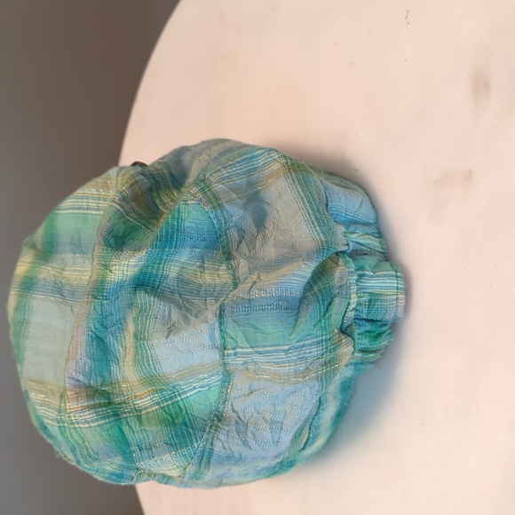 Plaid Summer Cap Aqua Blue and Green - Picture 4 of 5
